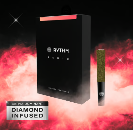 Photograph of product: RYTHM REMIX STRAWBERRY SOUR DIESEL 5PK INFUSED PRE-ROLLS 2.5G