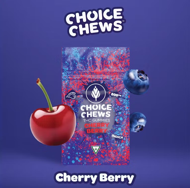 Photograph of product: Cherry Berry Oui'd Enhanced Gummies | Choice Chews | 200mg (5/$20)