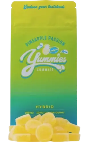 Photograph of product: Pineapple Passion Hybrid Gummies 100mg