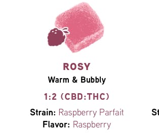Photograph of product: Rosy CBD 1:2 Raspberry Flavored Jelly Single - 