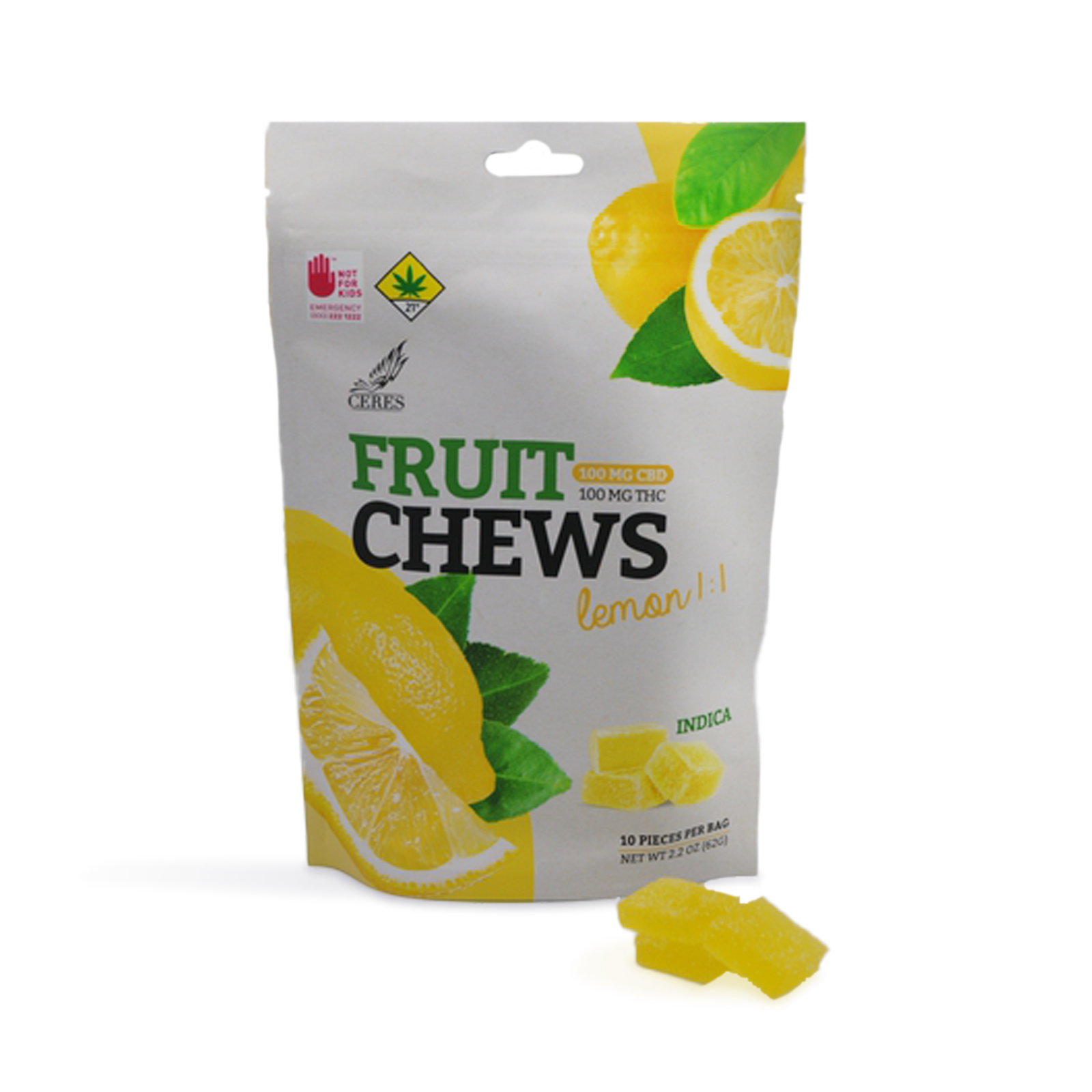 Photograph of product: Lemon 1:1 Oui'd Fruit Chews 10-Pack | 200mg