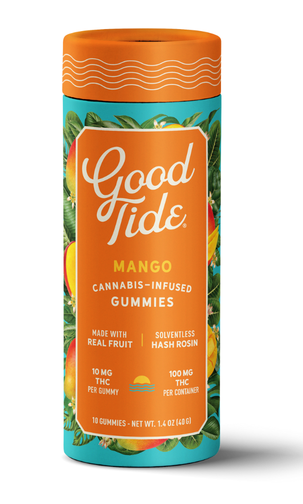 Photograph of product: Good Tide: Mango - Oui'd Solventless au chocolat Rosin 10 Pack Gummies