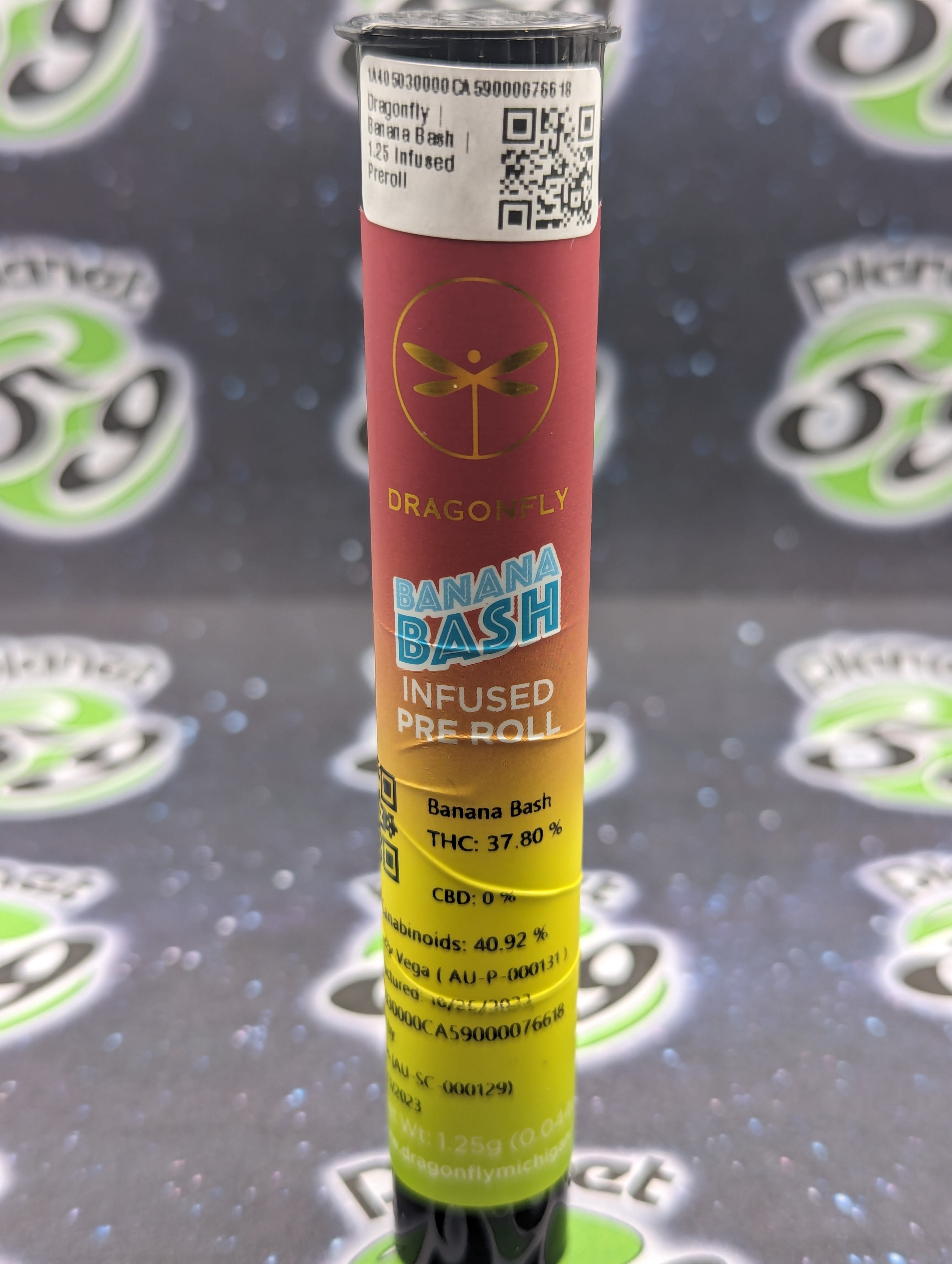 Photograph of product: Dragonfly | Banana Bash | 1.25 Infused Preroll