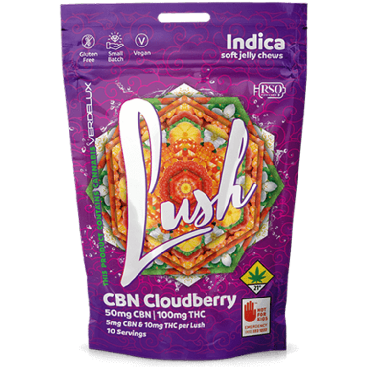 Photograph of product: 10 LUSH SUMMERLAND CHERRY 100mgTH-oui/50mgCBD/50mgCBN vdlx