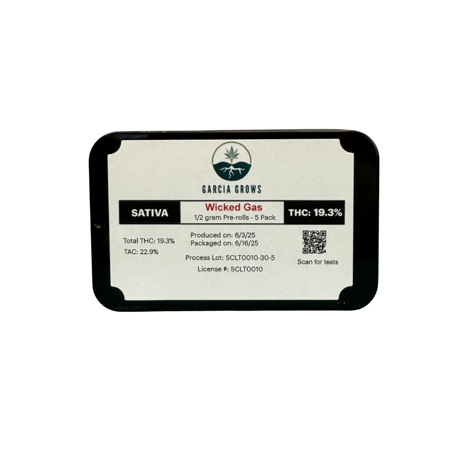 Photograph of Product: Wicked Gas | Pre-rolls 1/2g-5pk | Garcia Grows