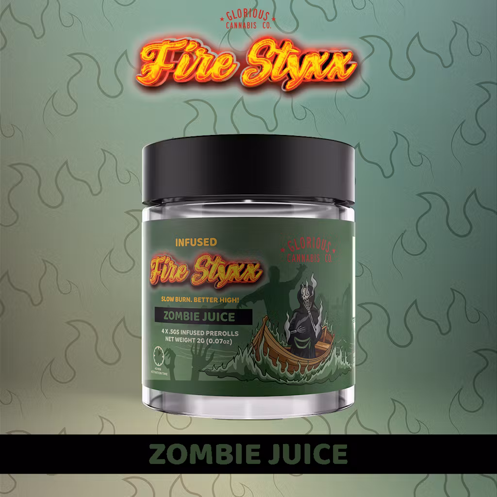 Photograph of product: Fire Styxx- Zombie Juice- 2g 4pk of Infused Prerolls