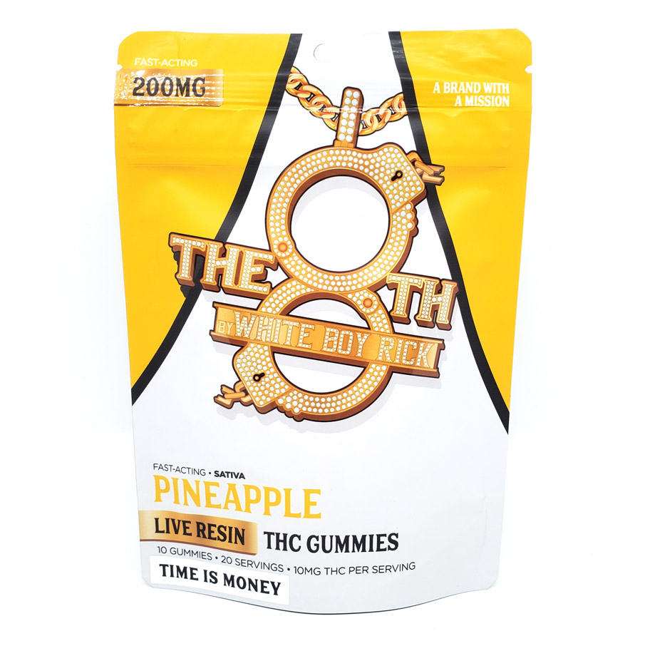 Photograph of product: The 8th By White Boy Rick Pineapple Fast-Acting Live Resin Gummies 200mg Rec