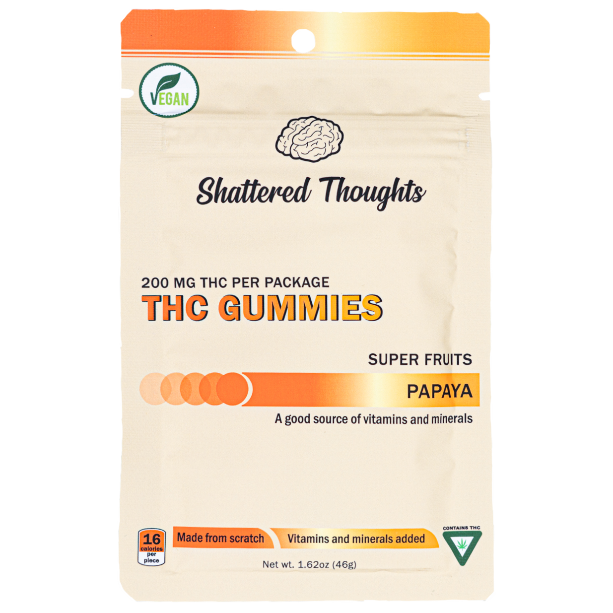 Photograph of product: Shattered Thoughts Papaya Gummies | 200mg