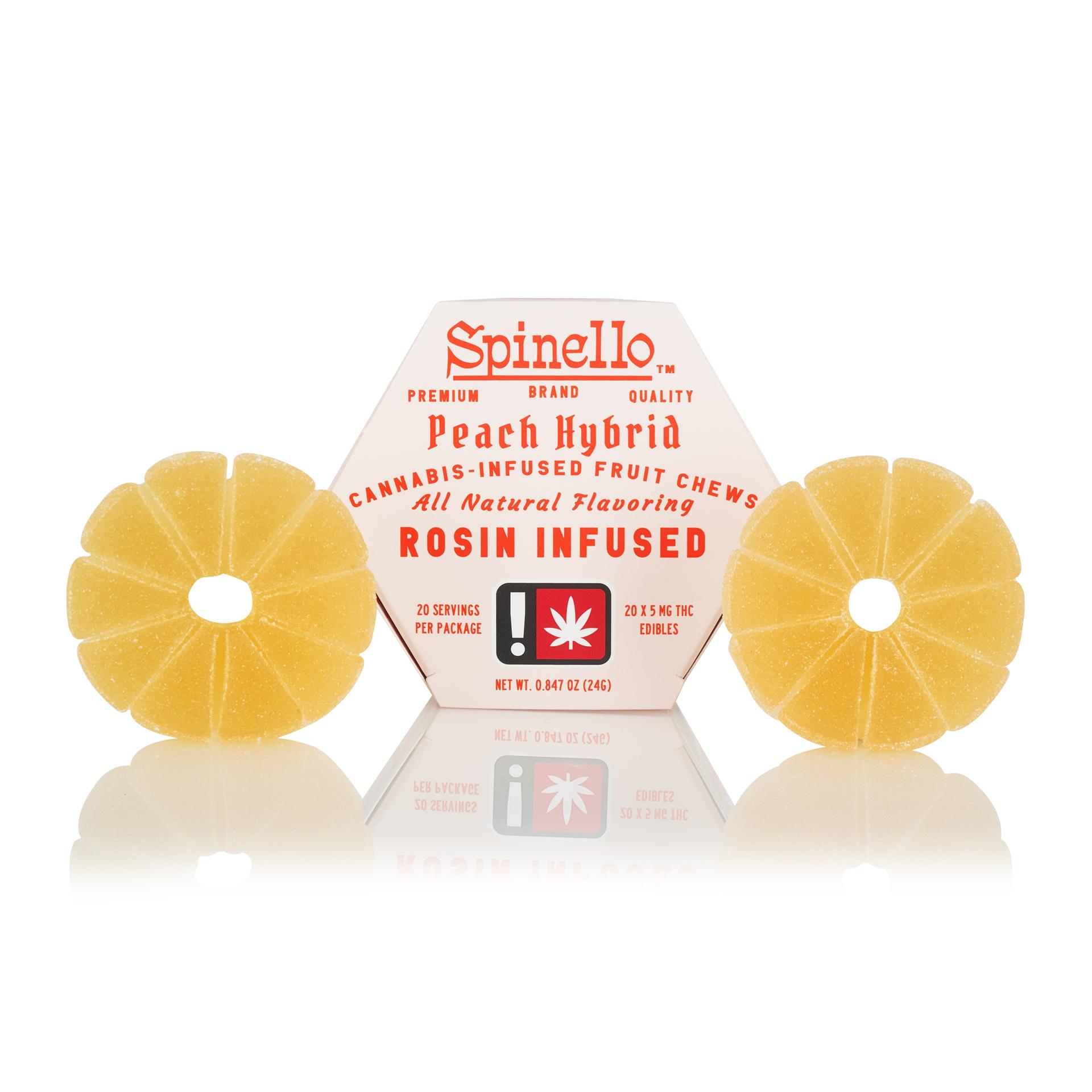 Photograph of product: Spinello - Peach Solventless Rosin 2pk Gummies (H)