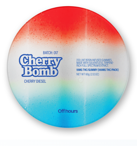 Photograph of product: Cherry Diesel Bomb Pop | 10mg Live Rosin Gummies 10-pk