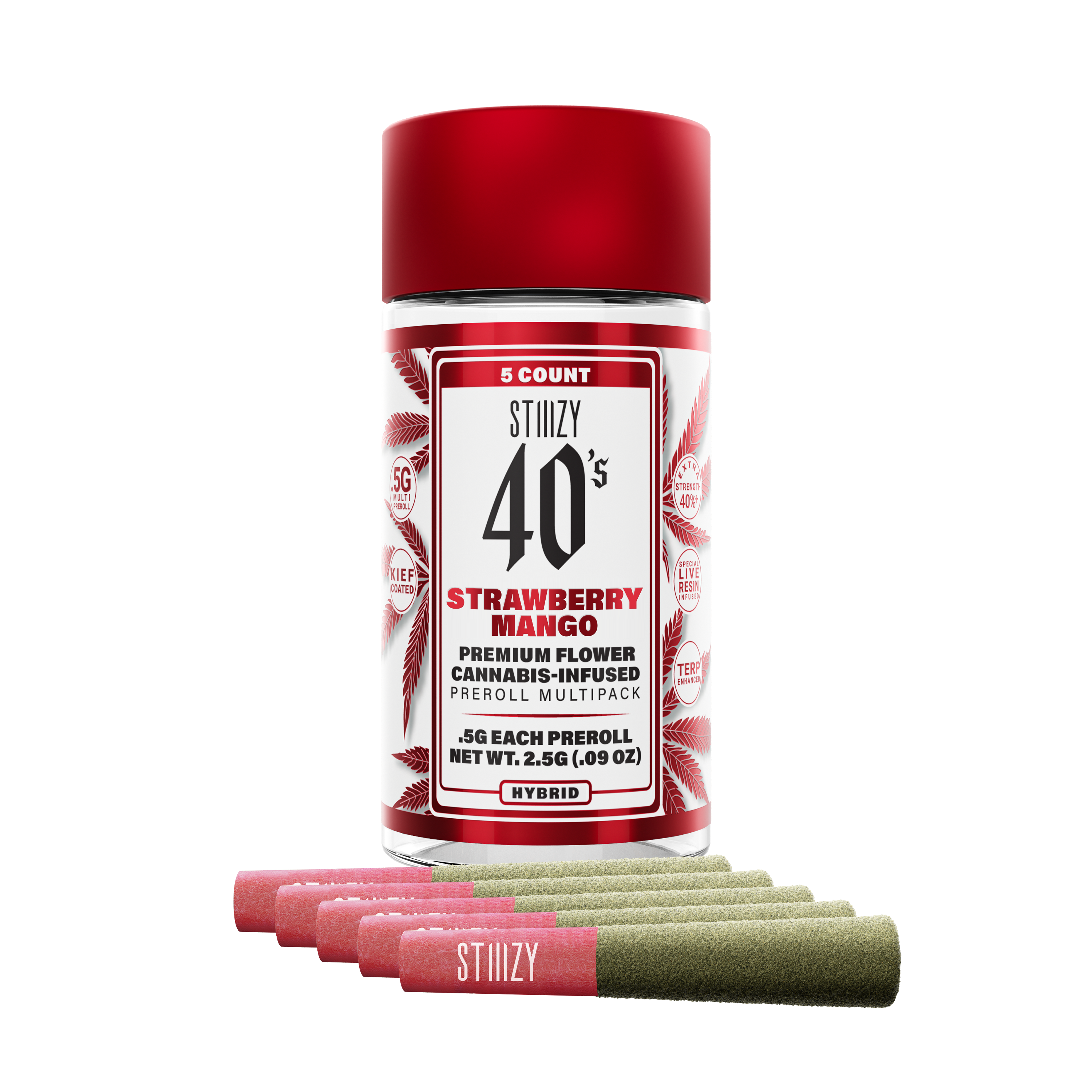 Photograph of product: 40's Infused Strawberry Mango Pre-Roll Pack 2.5g