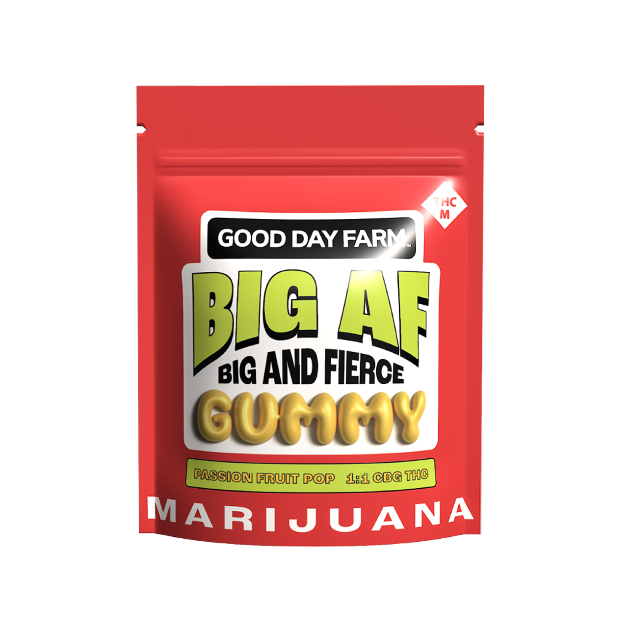 Photograph of product: GOOD DAY FARM - BIG AF 1:1 TH-oui:CBG PASSION FRUIT POP SINGLE 100MG HYBRID