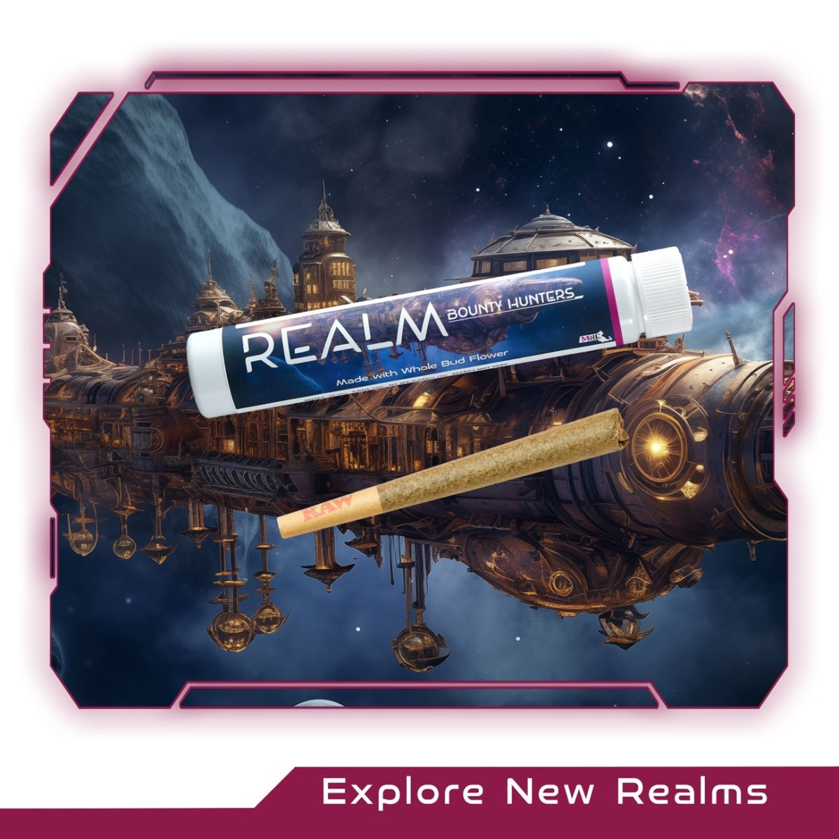 Photograph of product: Realm - GMO Pie x Juice Man (Bounty Hunters) - Pre-Roll - 1g