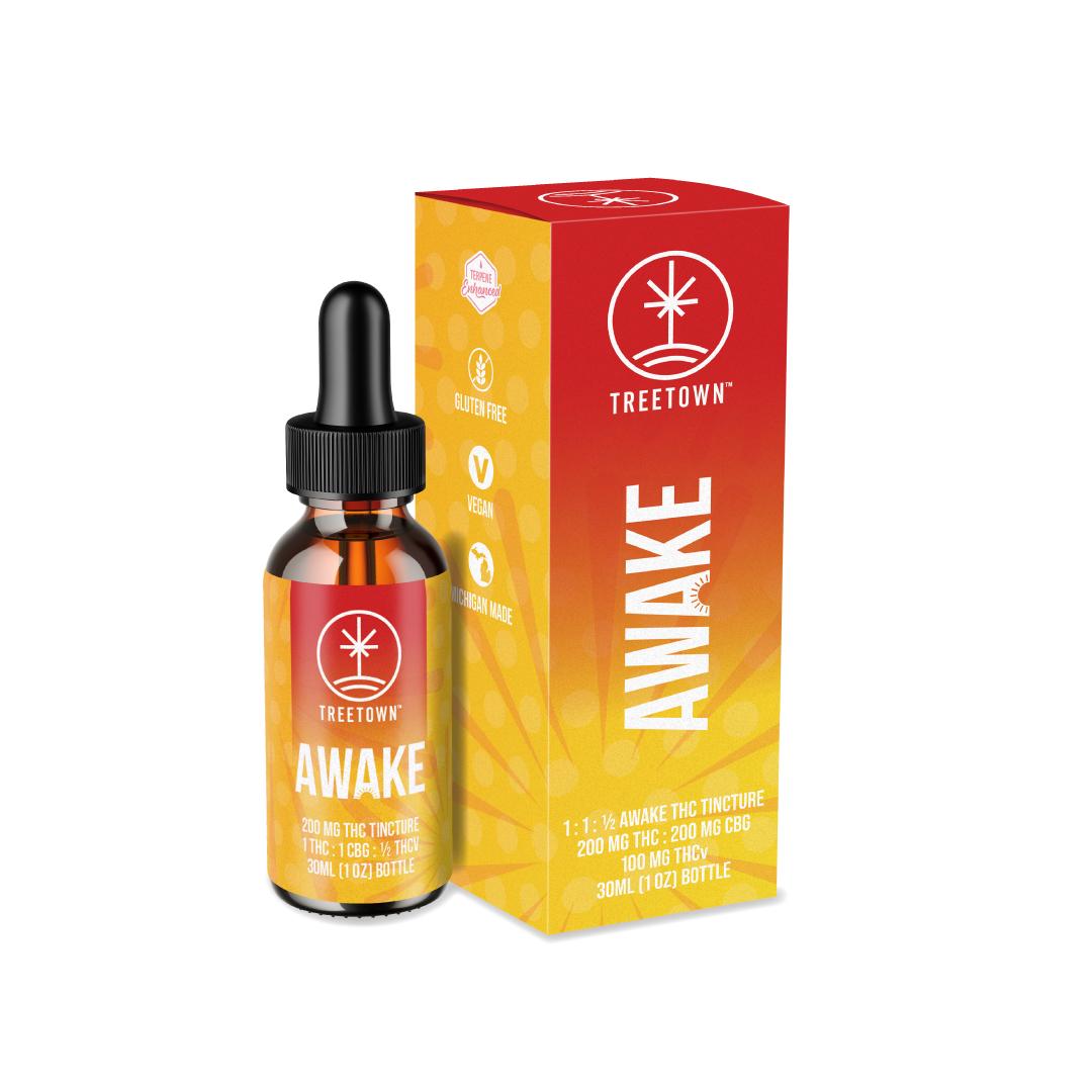 Photograph of product: Treetown | Awake Tincture | 200mg TH-oui 200mg CBG 100mg TH-ouiv