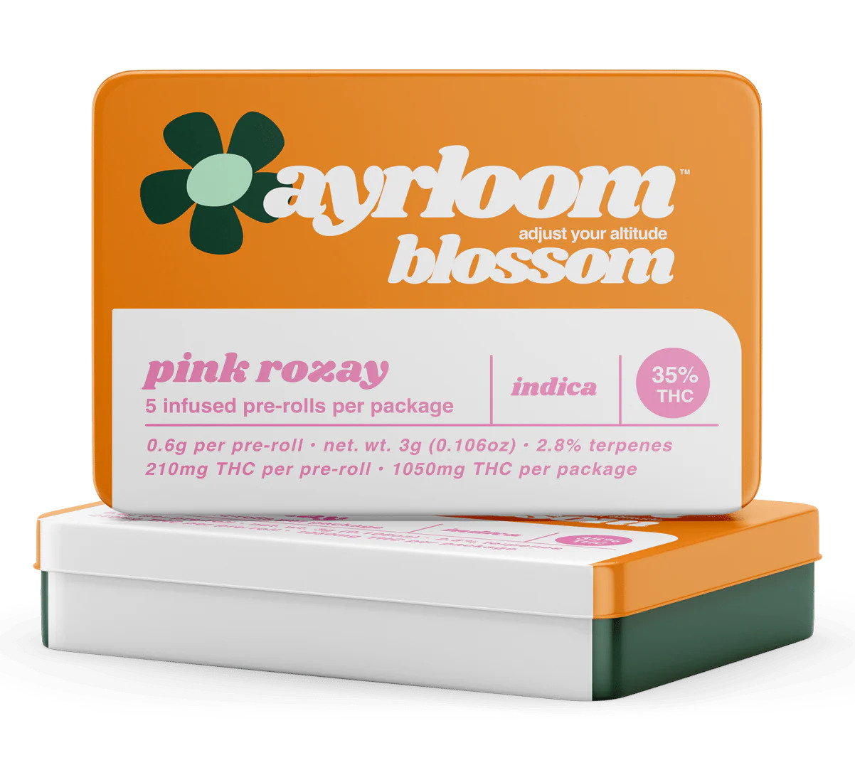 Photograph of product: Ayrloom Blossom | Infused Preroll | 5pk | Oui'd | Pink Rozay