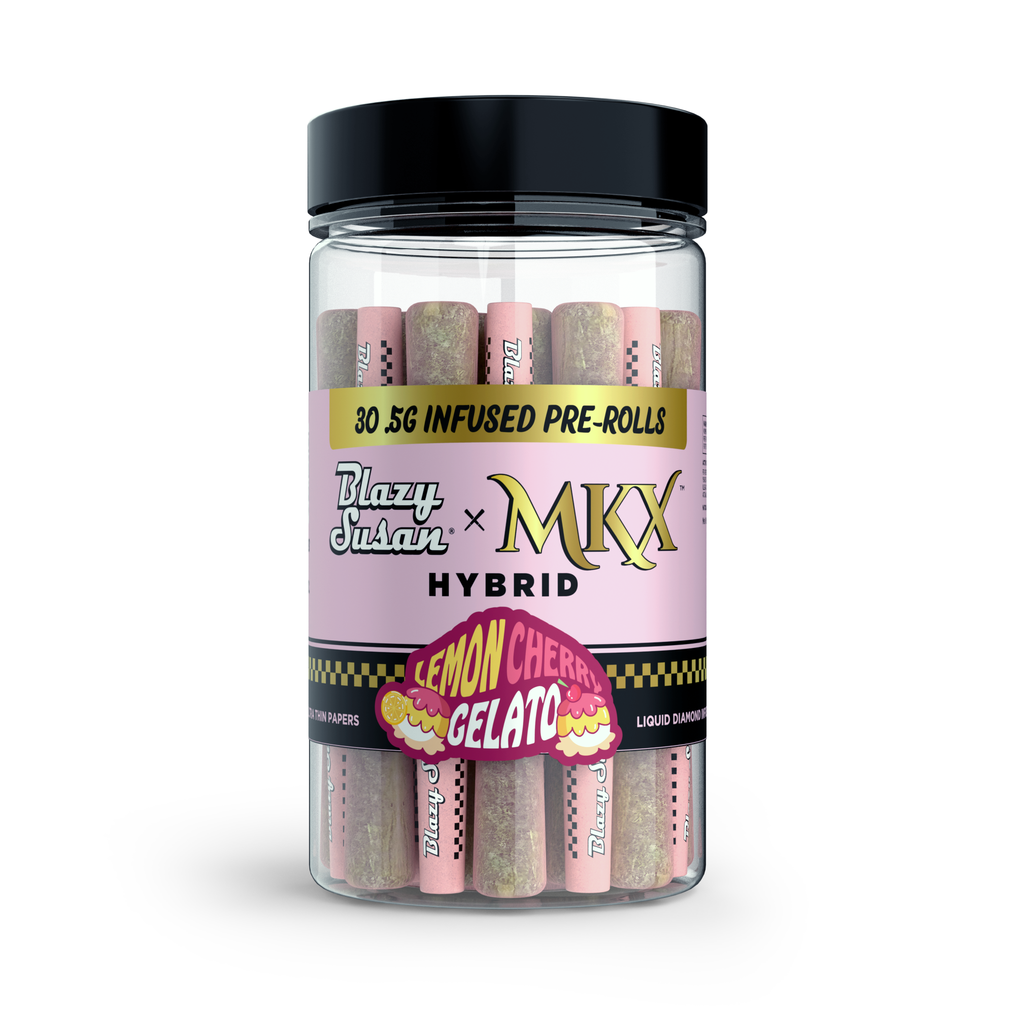 Photograph of product: Blazy Susan x MKX - .5g 30pk Infused Prerolls - (15g) - Hybrid - **LEMON CHERRY GELATO**