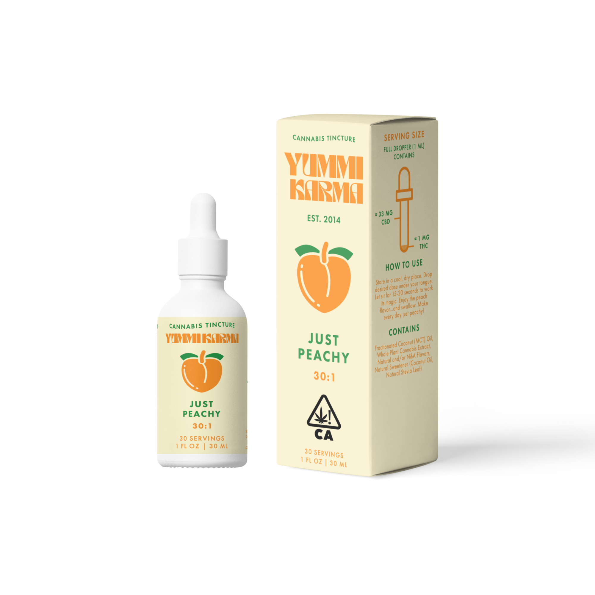 Photograph of product: Yummi Karma - Just Peachy 30:1 - Tincture - 1000mg - 30ml