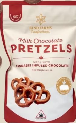 Photograph of product: Kind Farms - Milk Chocolate Covered Pretzels 200mg