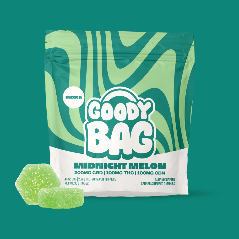 Photograph of product: Goody Bag Midnight Melon (I) 2:1:1 CBD:TH-oui:CBN Gummies 20mg 5pk