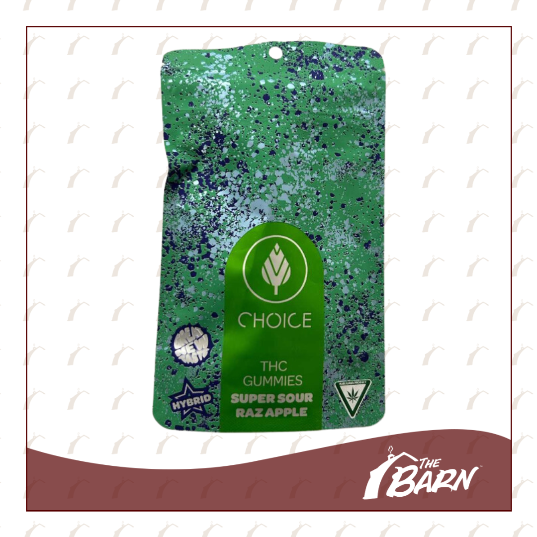 Photograph of product: Choice 100mg Gummies - (H) Super Sour Raz Apple - REC