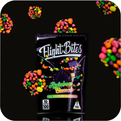 Photograph of product: Flight Bites - 100mg Rosin Gummies - Rainbow Crunch