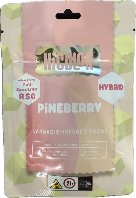 Photograph of product: HiColor | Gummies | Full Spectrum RSO Infused | Pineberry | 10mg | 10 Pack | 100mg | Hybrid