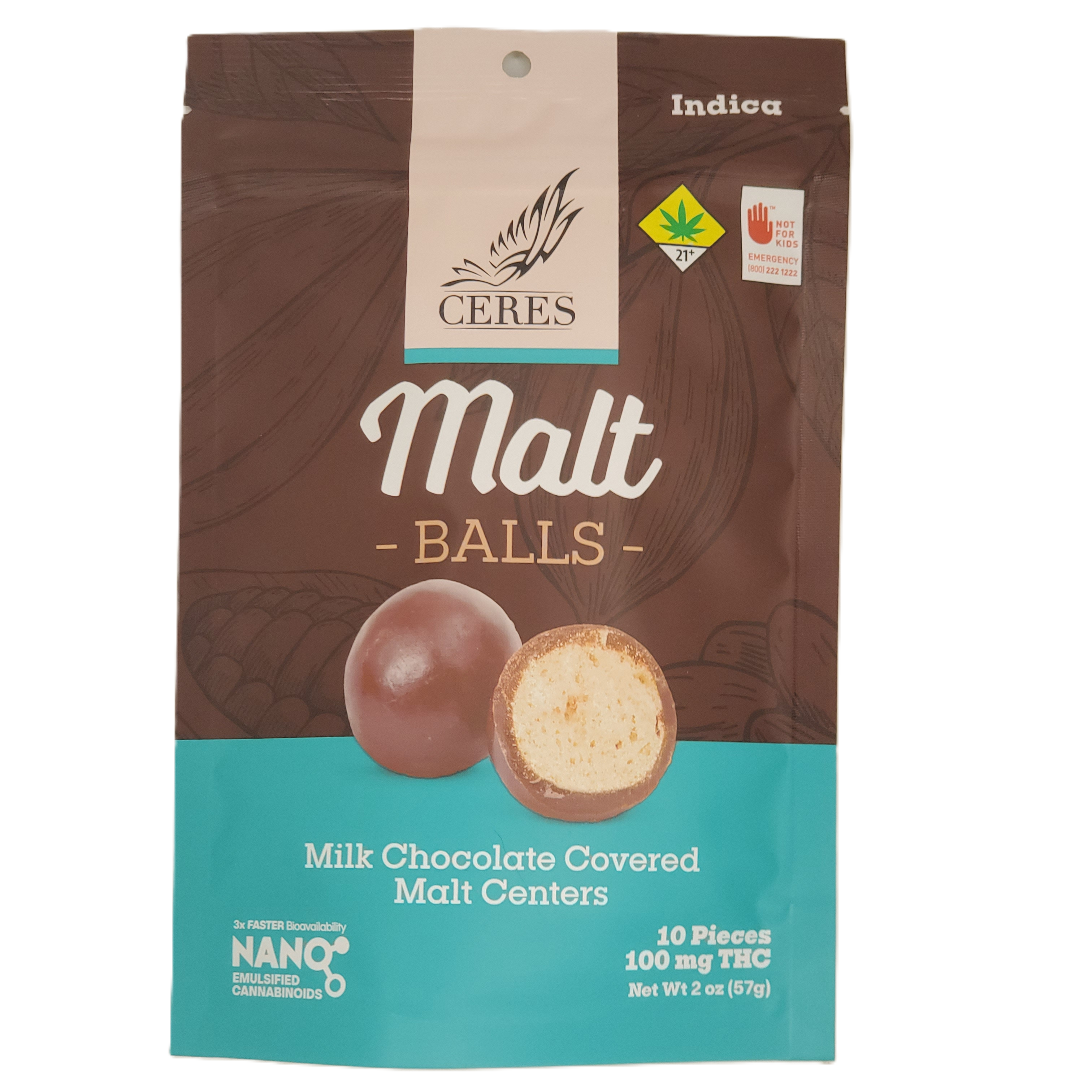 Photograph of product: Ceres Chocoballs Oui'd Maltball 10pk 100mg