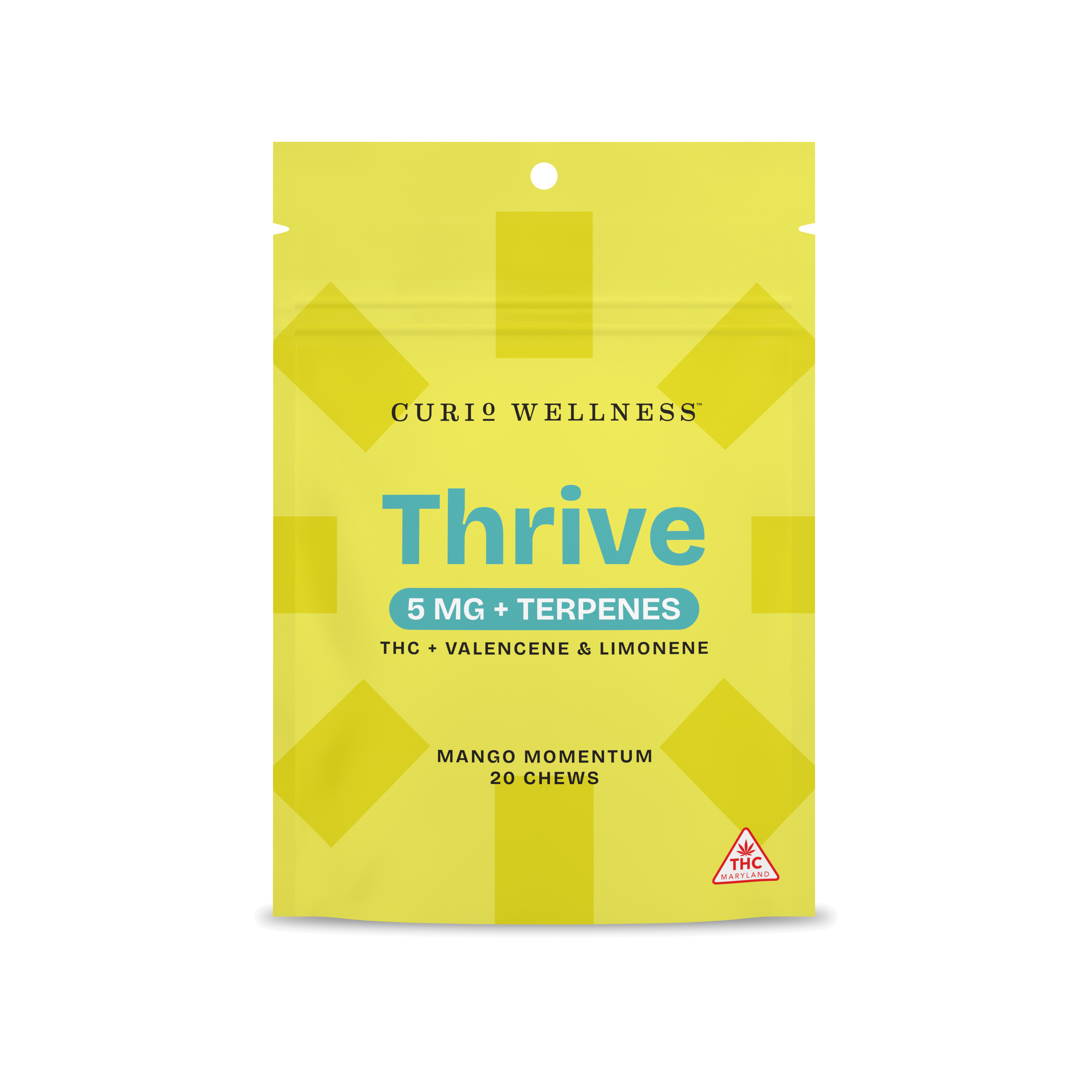 Photograph of product: 100mg +Terpenes Mango Momentum Thrive Chews 20pk