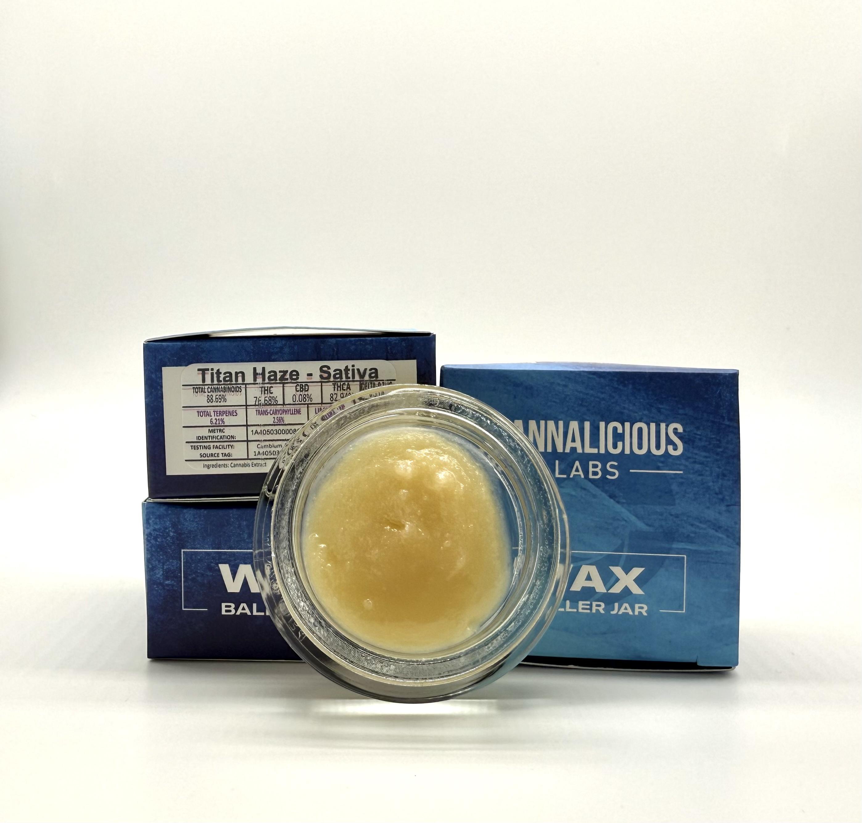 Photograph of product: Cannalicious | Wax Baller Jar | Titan Haze | 7g