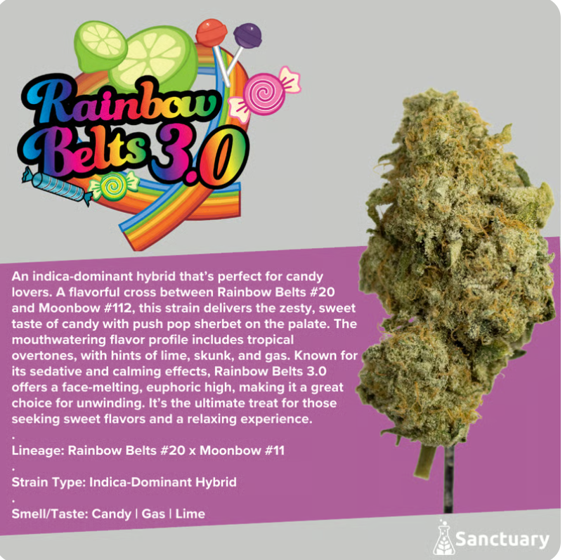 Photograph of product: Rainbow Belts 3.0 Flower | 28G | Sanctuary Medicinals