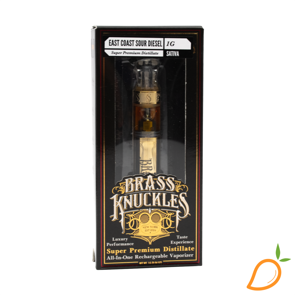 Photograph of product: 1g East Coast Sour Diesel AIO Brass Knuckles