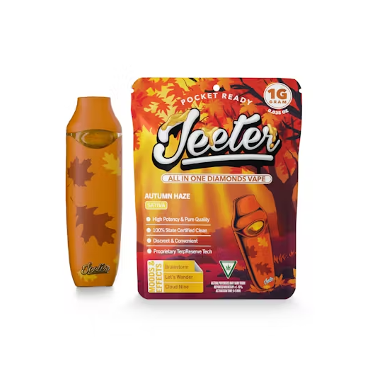 Photograph of product: Jeeter Autumn Haze (S) All-In-One Disposable Live Diamond Resin Vape 1g