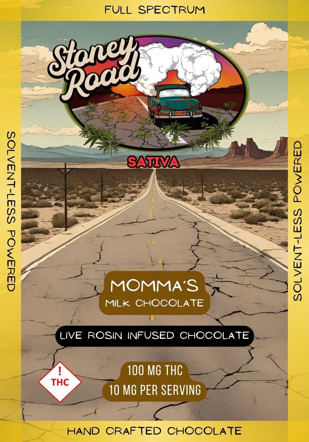 Photograph of product: Momma's Milk (S) Live Rosin Chocolate Bar 100 mg