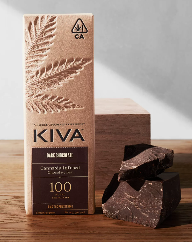 Photograph of product: Kiva Bars | Dark Chocolate | 100MG