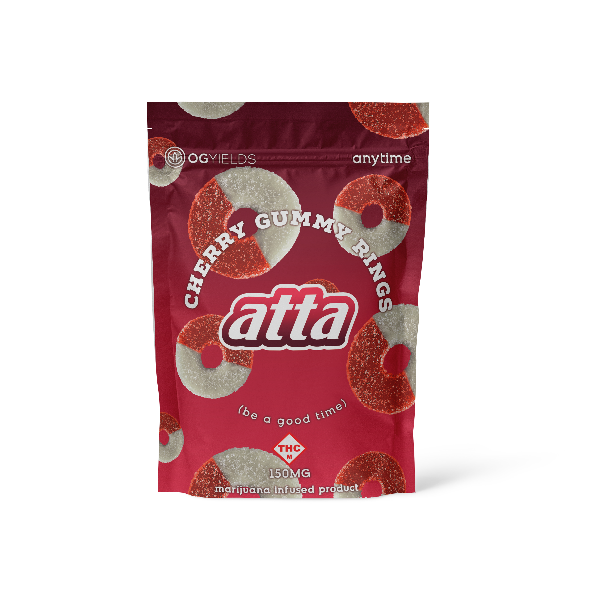 Photograph of product: ATTA - CHERRY GUMMY RINGS 6PK 150MG HYBRID