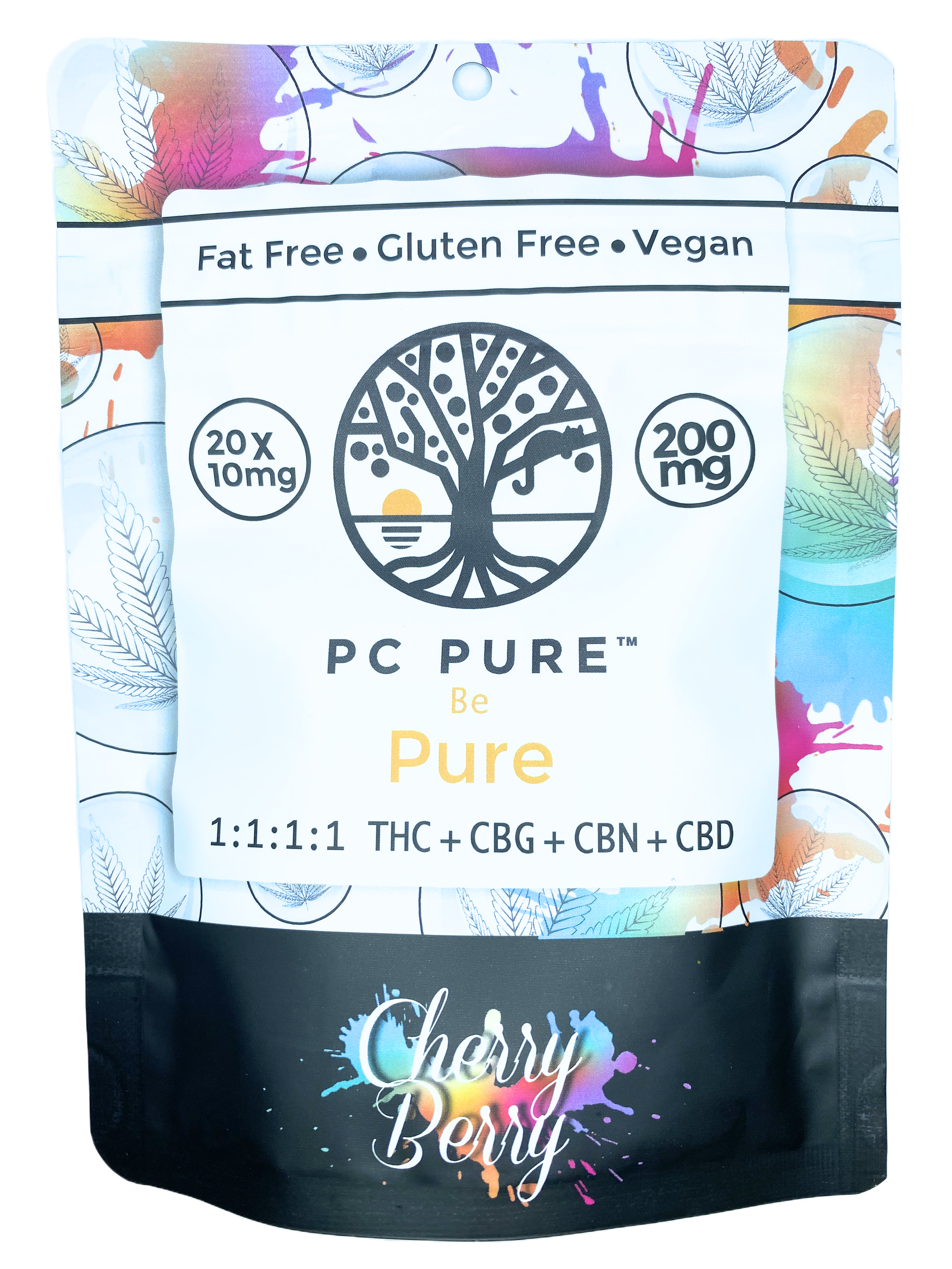 Photograph of product: PC Pure | Cherry Berry Full Spectrum | Gummy Edible | 200mg TH-oui/200mg CBD/200mg CBG/200mg CBN