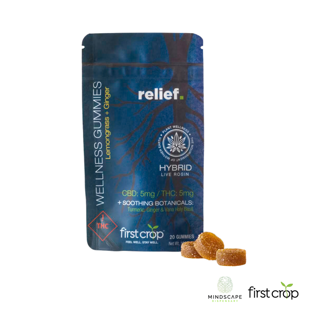 Photograph of product: First Crop Relief Gummies 100mg