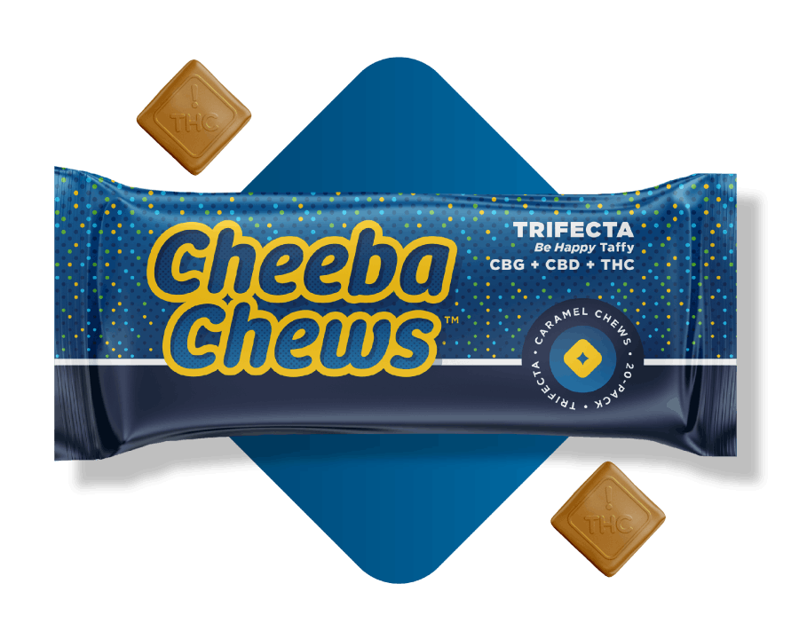 Photograph of product: Cheeba Chews - Caramel Trifecta Taffy | 250mg TH-oui : 250mg CBD : 250mg CBG