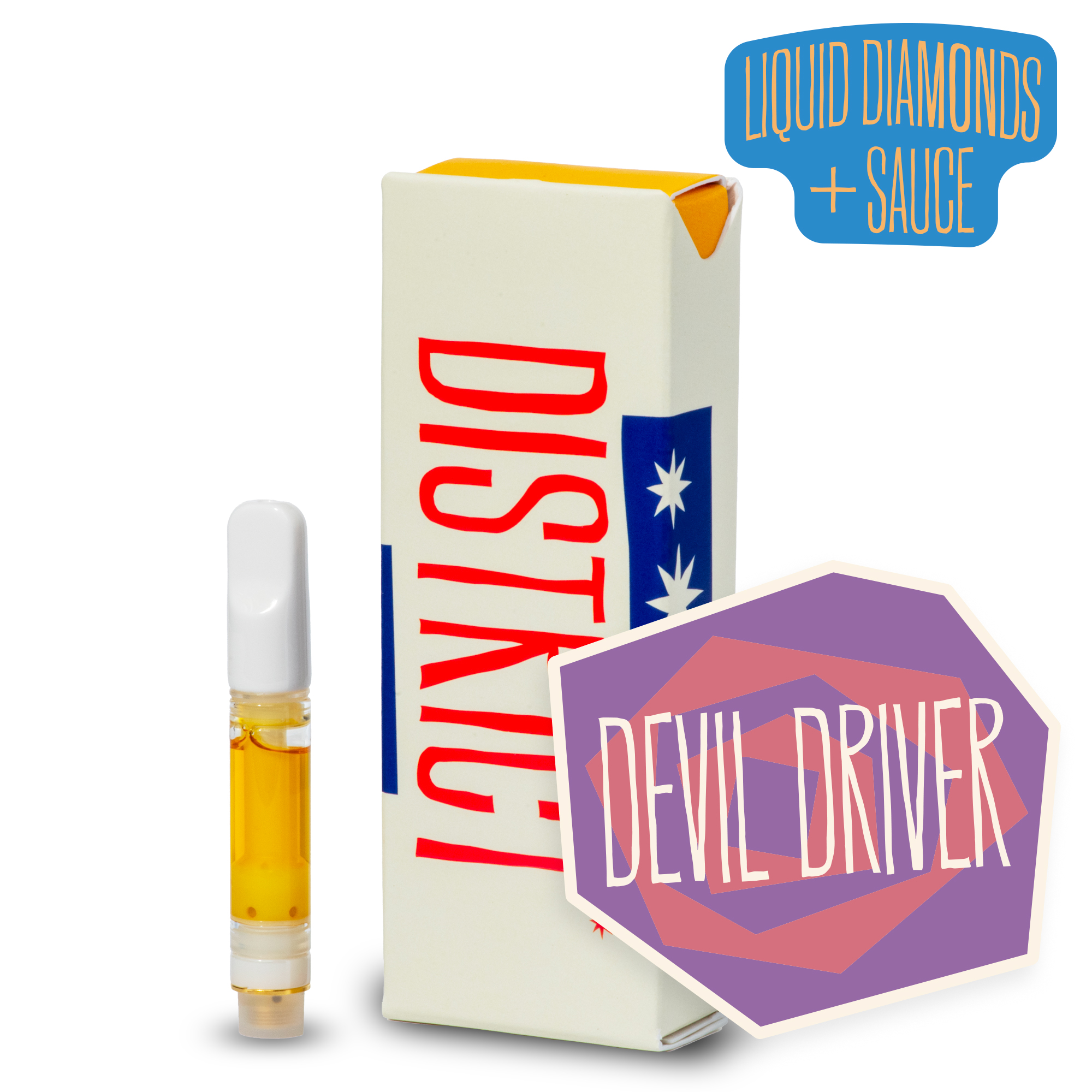 Photograph of product: Devil Driver Liquid Diamonds and Sauce Vape Cartridge