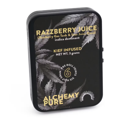 Photograph of product: Alchemy Pure | Razzberry Juice | Infused Pre-Roll Pack | 6 x 0.5g