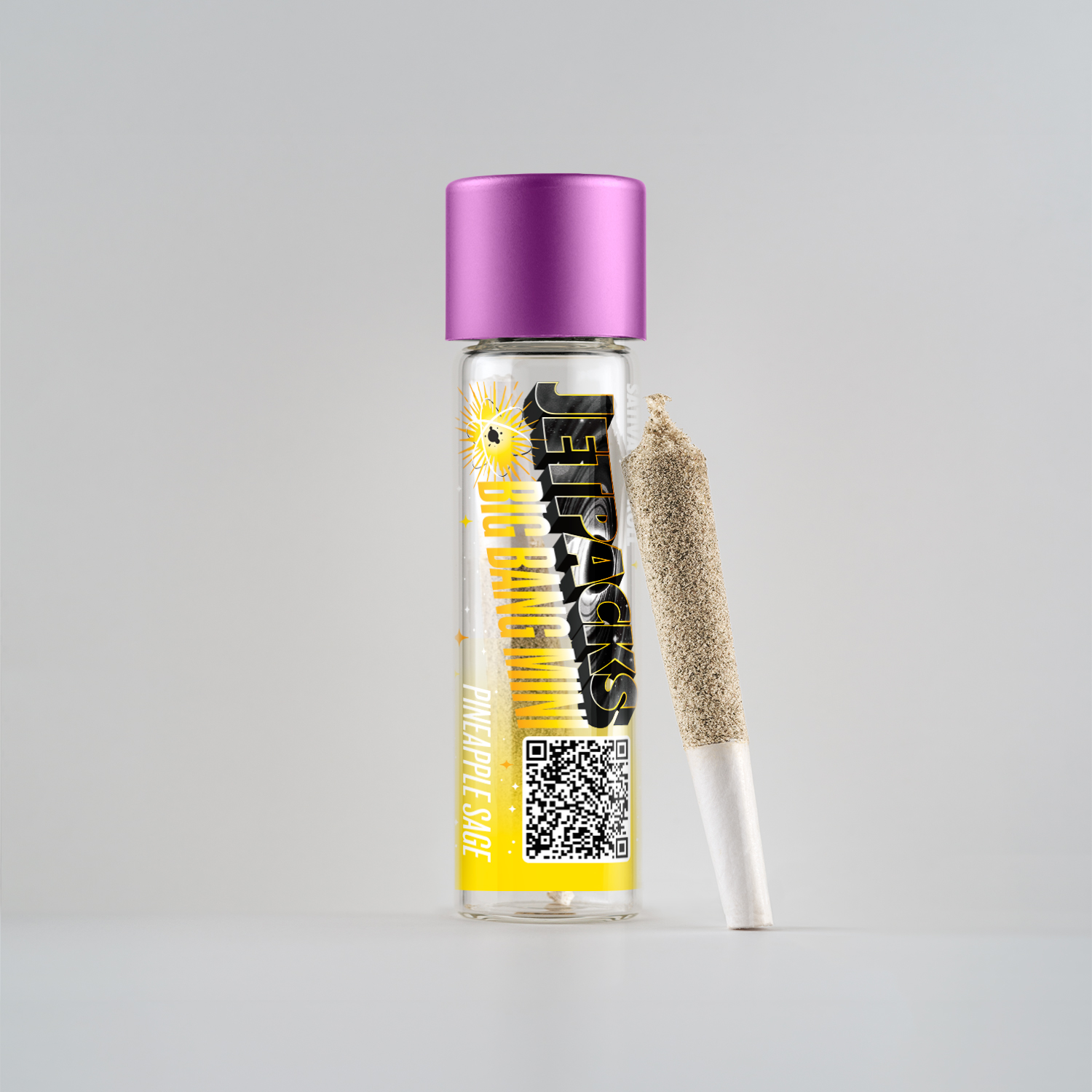 Photograph of product: JetPacks | Big Bang Mini | Pineapple Sage | Live Resin Diamond Infused Pre-Roll | .5g