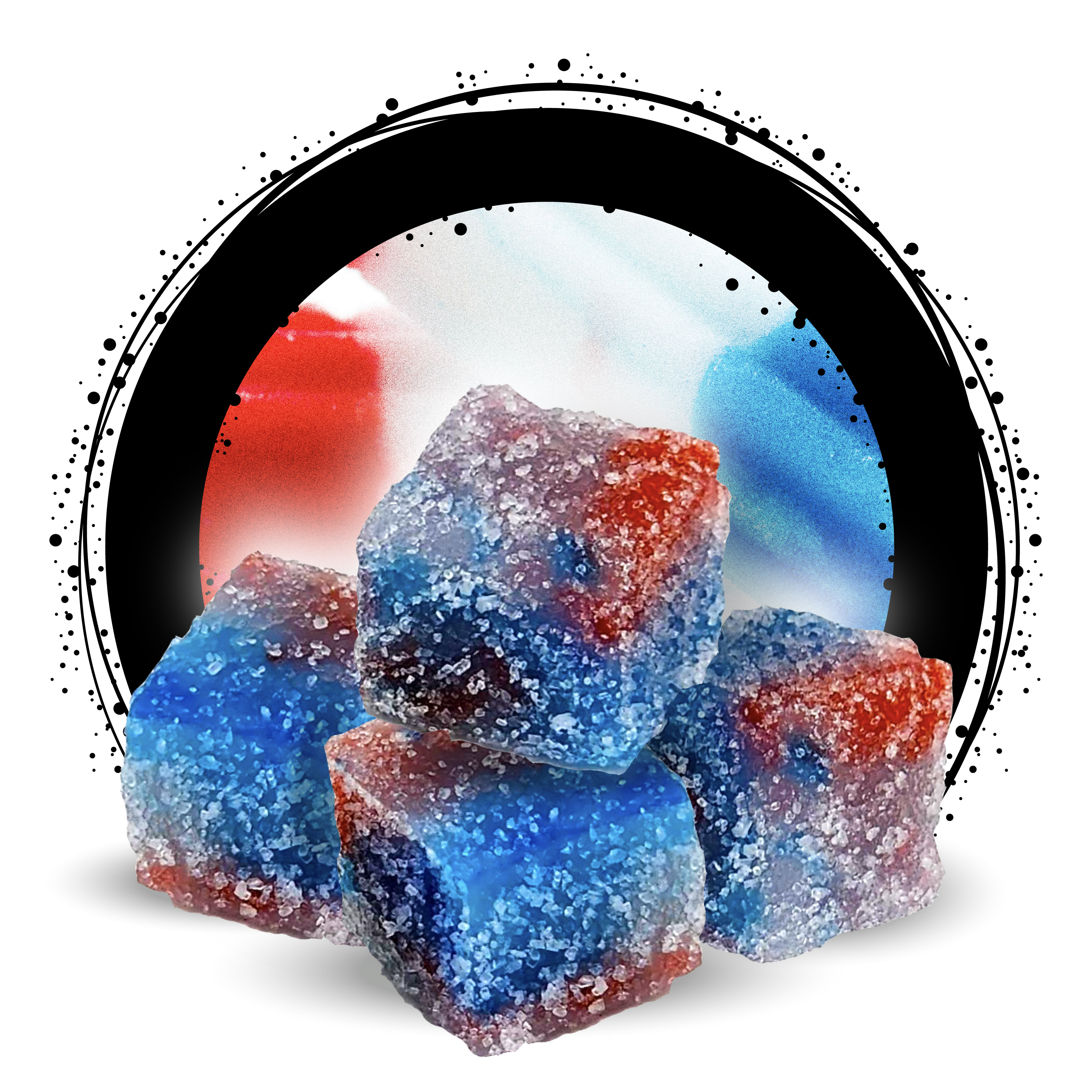 Photograph of product: Ozone Edibles Soft Chews 10pk/100mg- Red, White and Berry