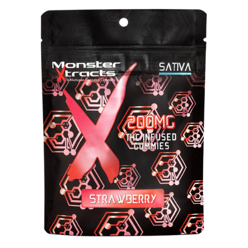Photograph of product: Monster Xtracts Strawberry Oui'd Gummies 200mg TH-oui