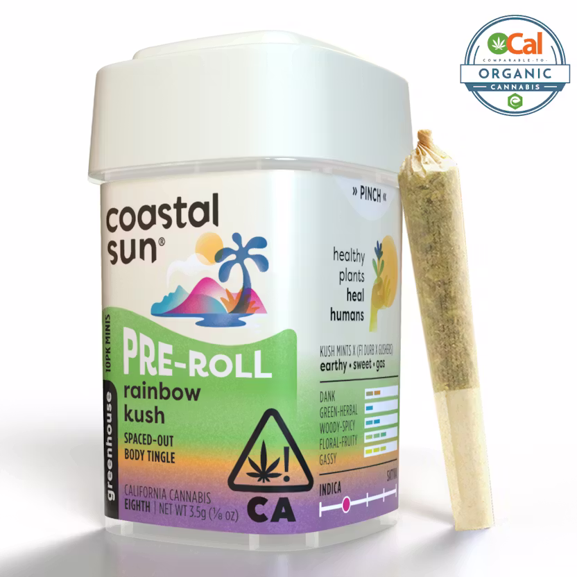 Photograph of product: Coastal Sun Preroll 10pk 3.5g - Rainbow Kush (I)