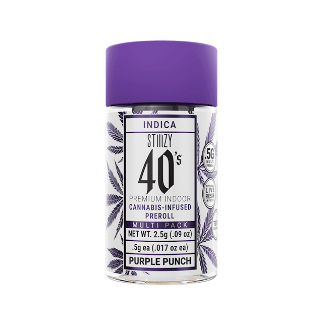 Photograph of product: 40's Purple Punch | .5x5 Infused Preroll Pack - 