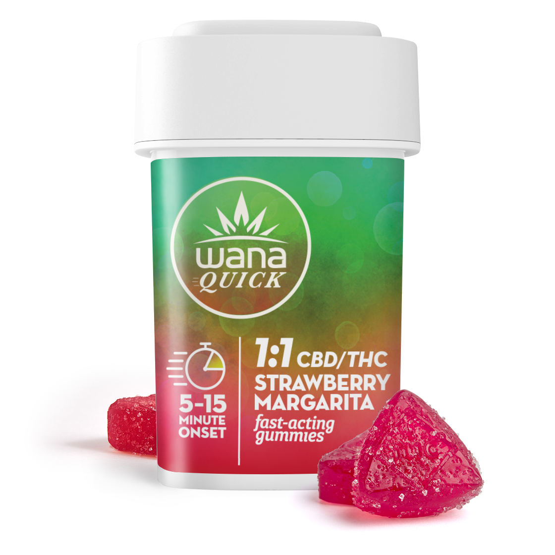 Photograph of product: Strawberry Margarita (H) - (1:1 THC:CBD) - 100mg Gummies - Wana