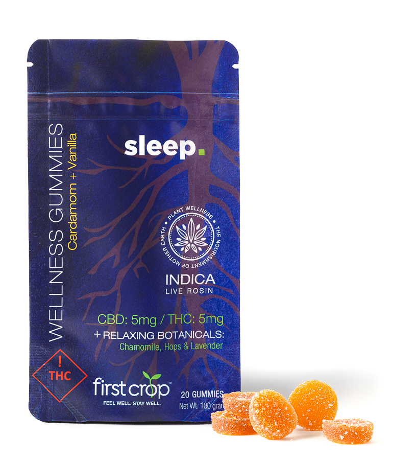 Photograph of product: FIRST CROP | Sleep Gummies - 1:1 CBD/TH-oui | 100mg