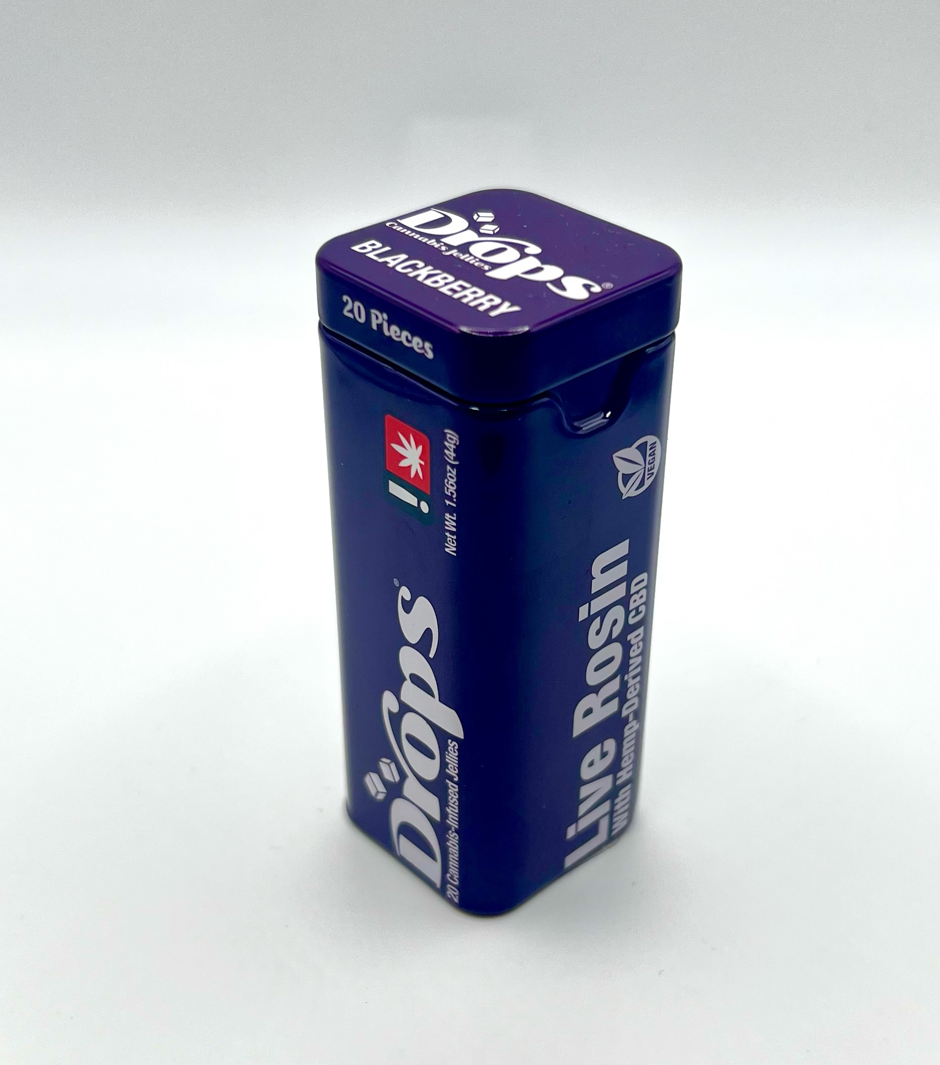 Photograph of product: Drops | Blackberry 2:1 | TH-oui:CBD | 100mg Gummy 20pk