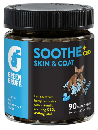Photograph of product: Green Gruff | Soothe + CBD | Skin & Coat | 90ct