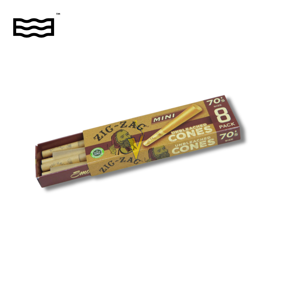 Photograph of product: Zig Zag Unbleached 70s Mini Cones 8pk